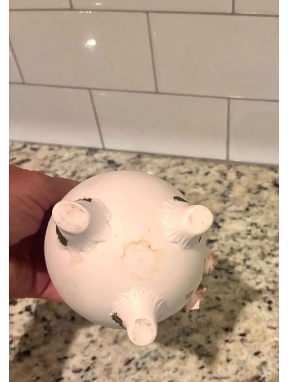 Vintage Ceramic Egg-Shaped Planter with Pink Floral Detailing